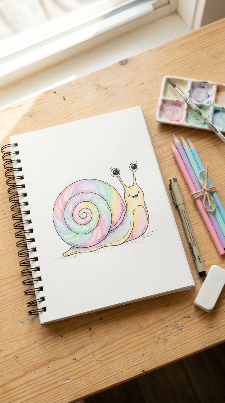 Un petit escargot avec une coquille en spirale colorée