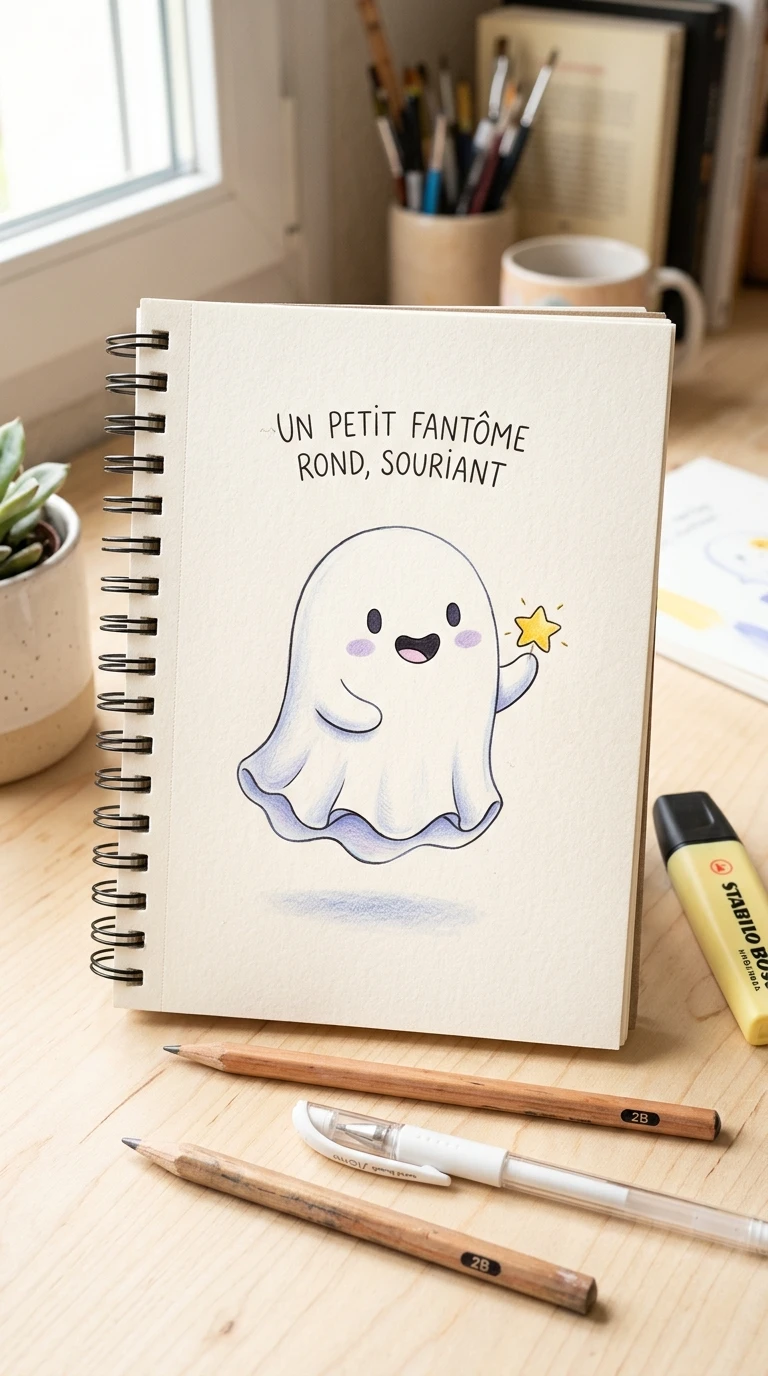 Un petit fantôme rond, souriant