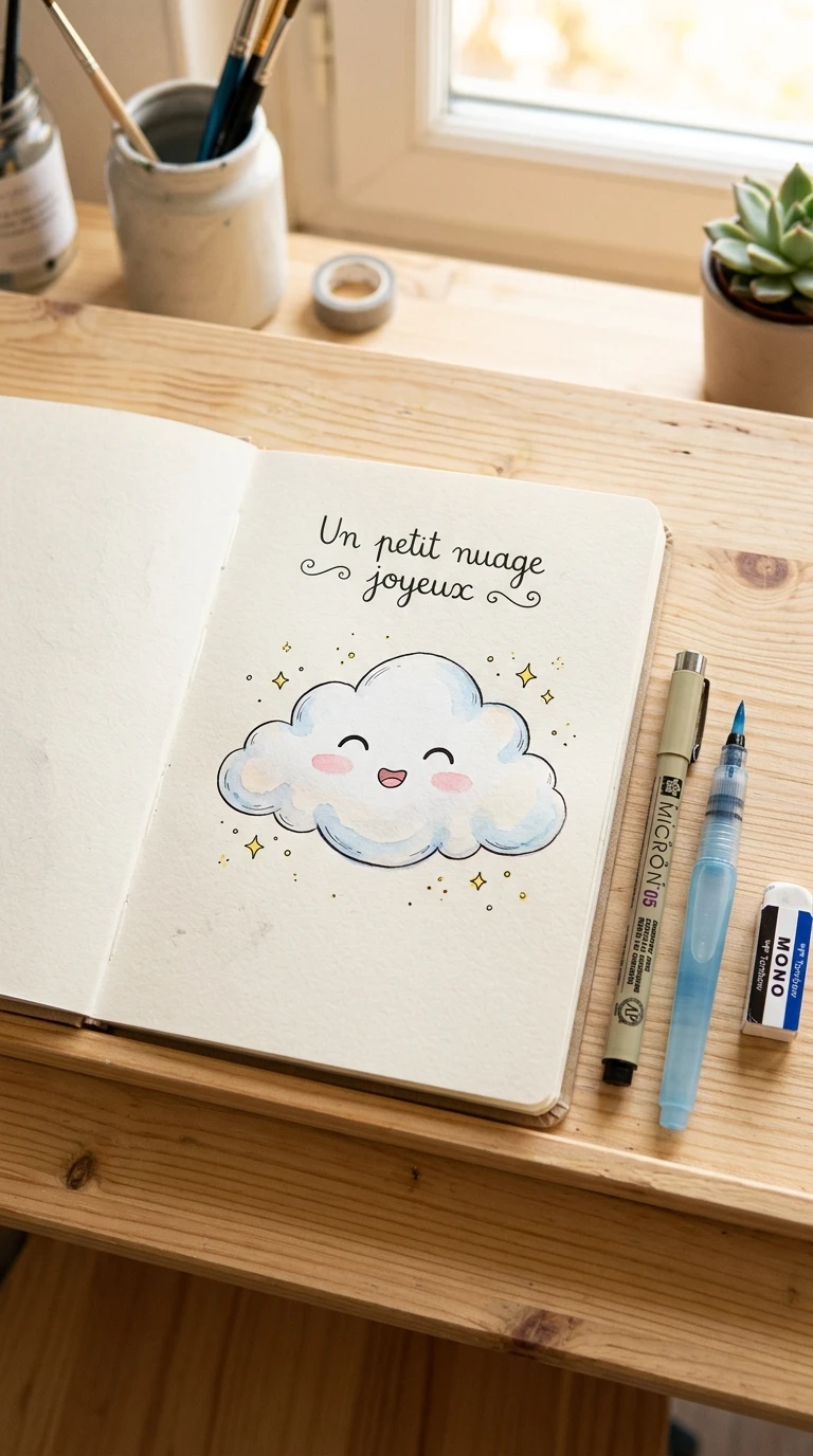 Un petit nuage avec un visage souriant