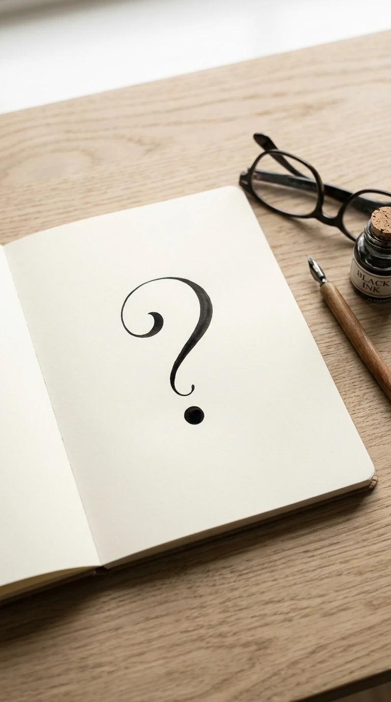 Un point d'interrogation stylisé avec un petit rond en dessous