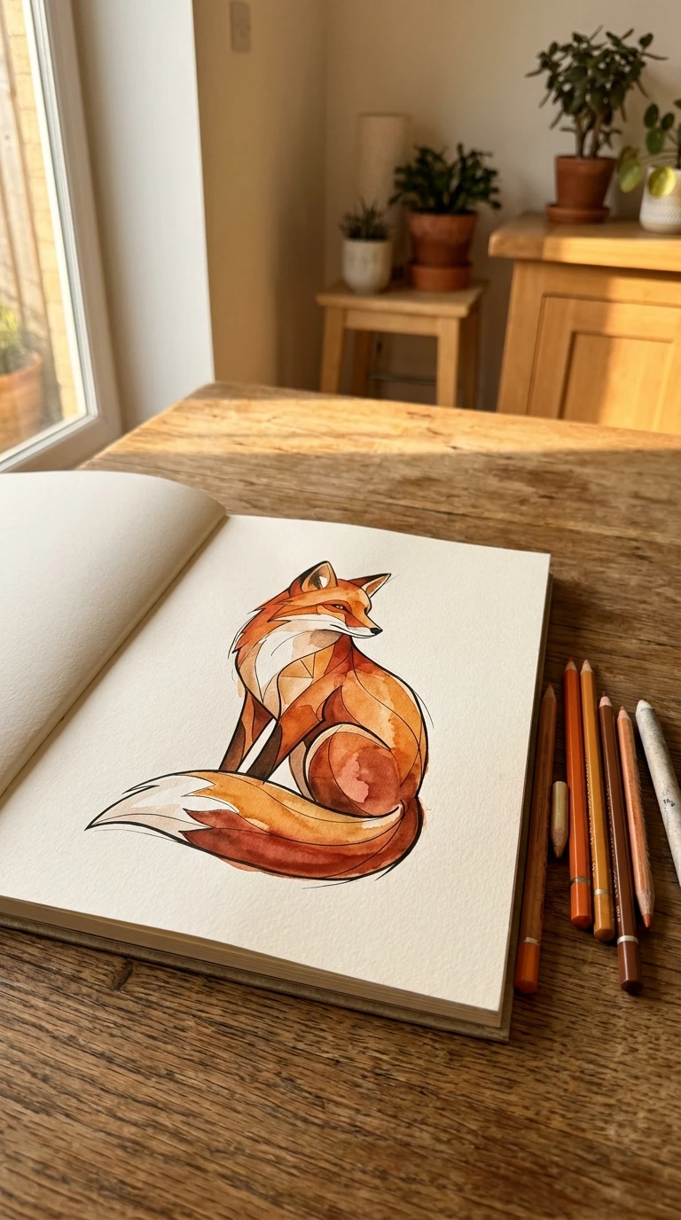 Un renard stylisé, assis