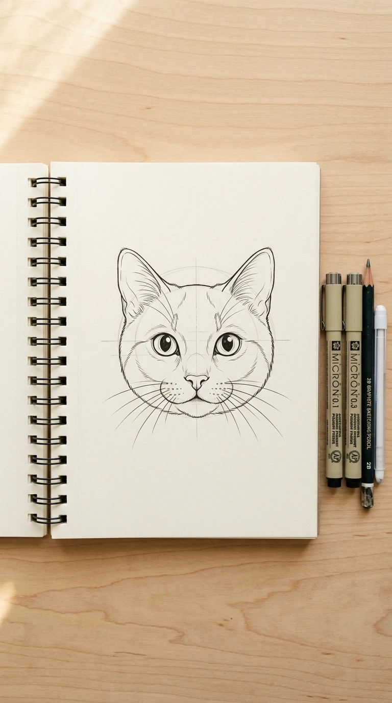 Un visage de chat vu de face