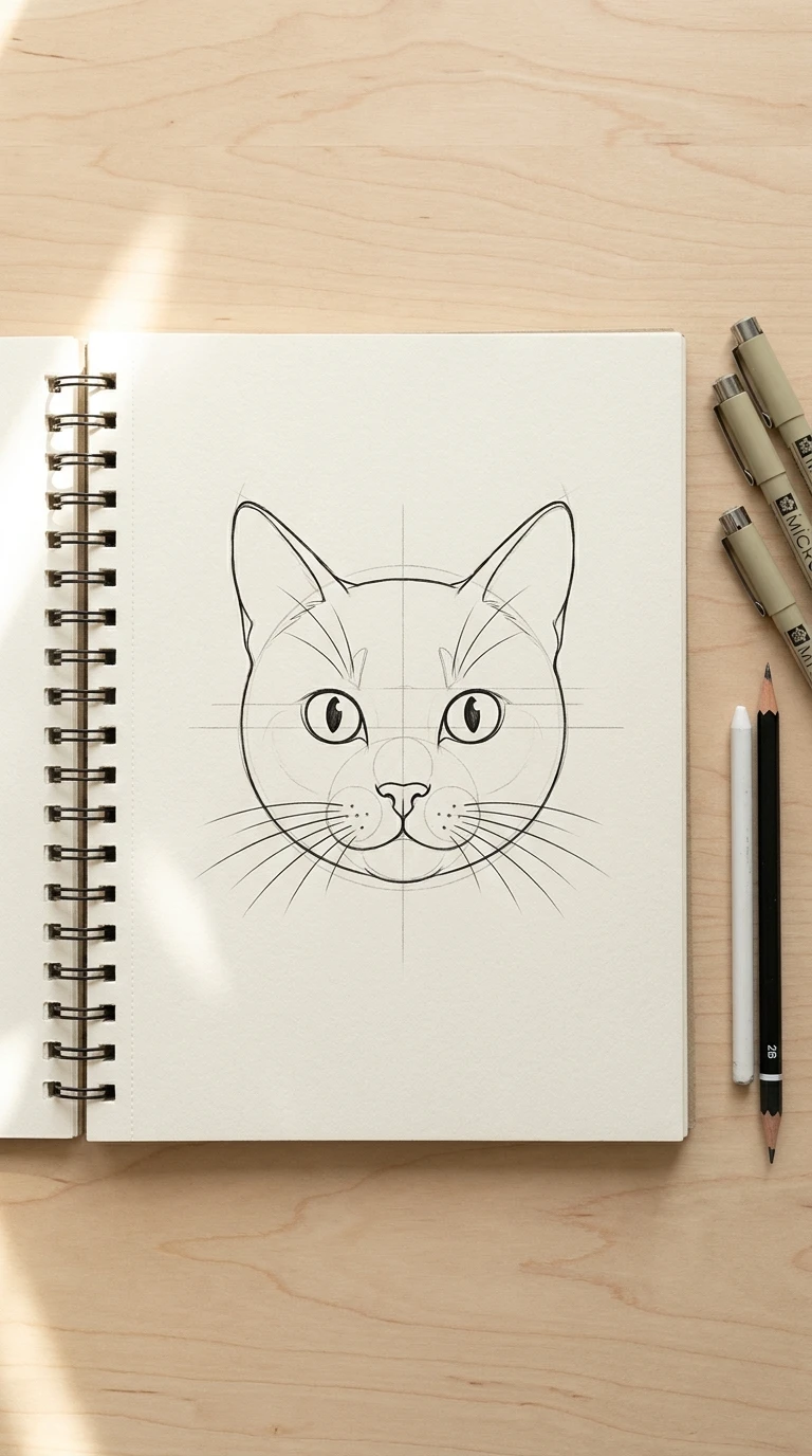 Un visage de chat vu de face