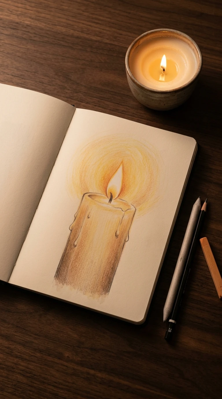 Une bougie avec sa flamme