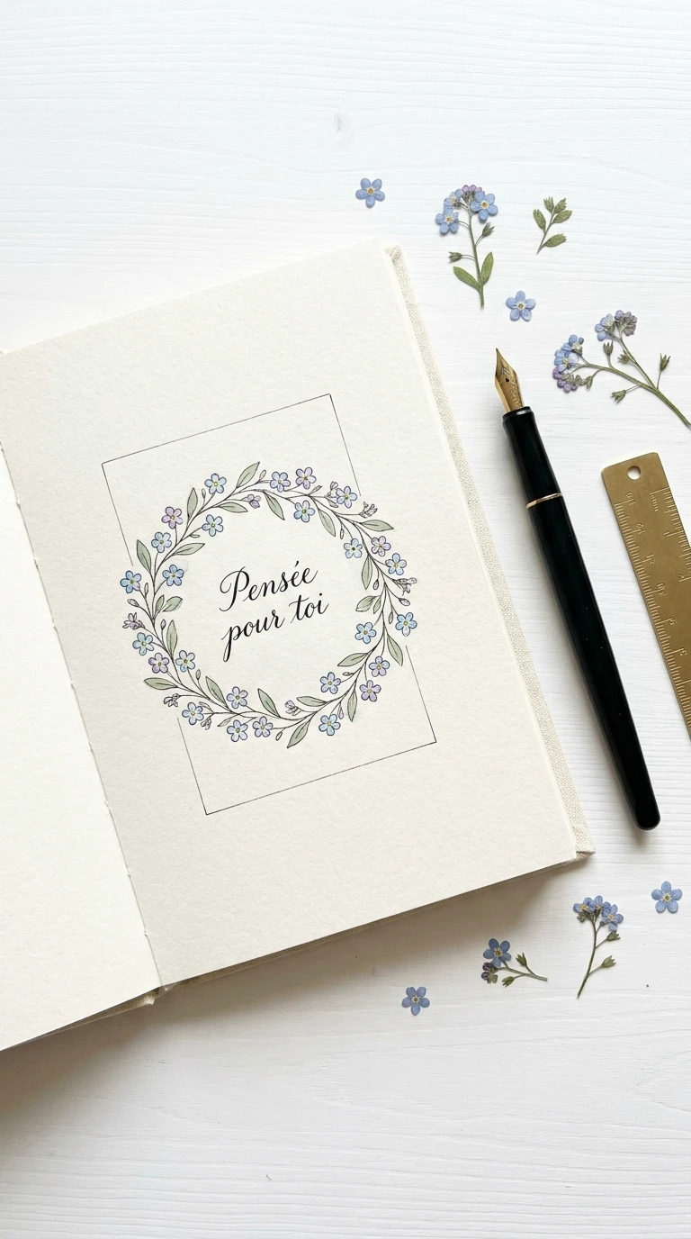 Une carte de vœux miniature avec juste un mot doux et un petit motif floral