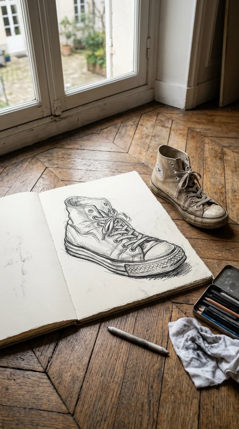 Une chaussure posée par terre