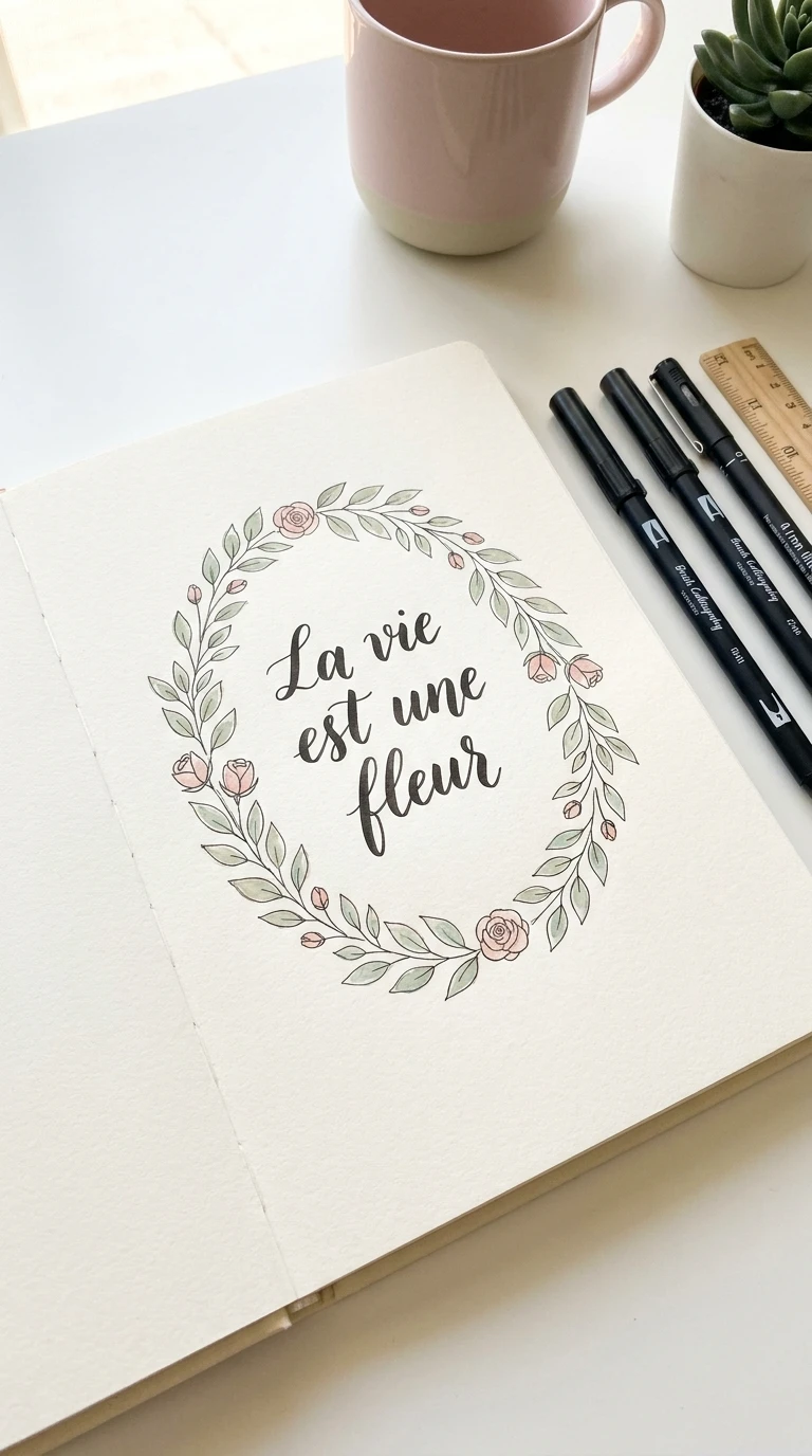 Une citation courte encadrée d'un motif floral