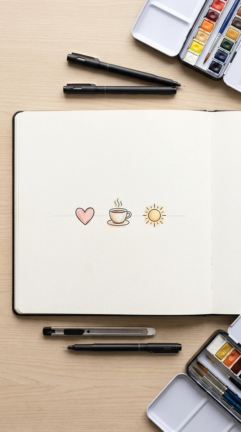 Une combinaison de trois mini dessins de cette liste alignés sur une même ligne