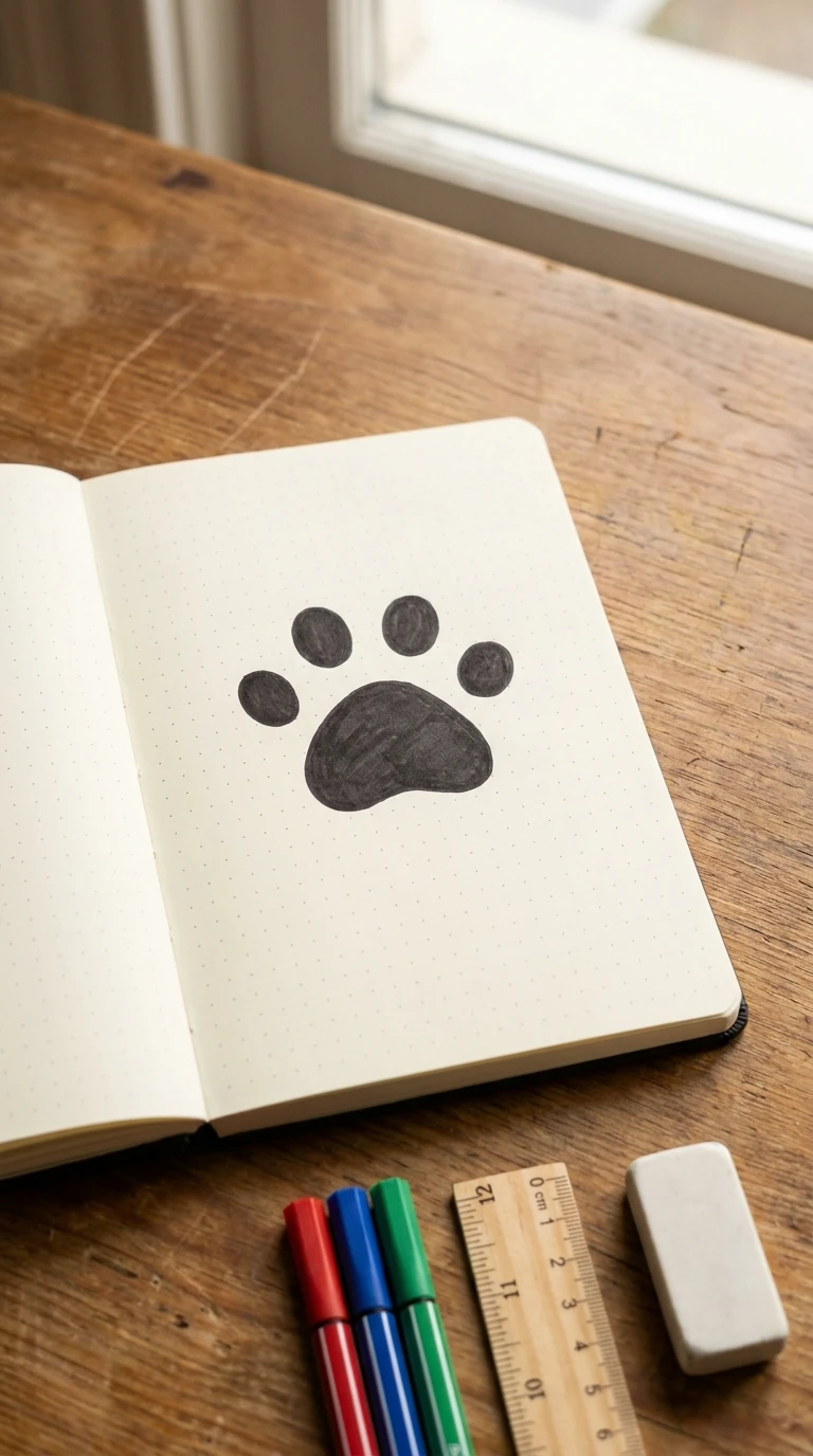 Une empreinte de patte d'animal, juste quatre petits points et un plus grand