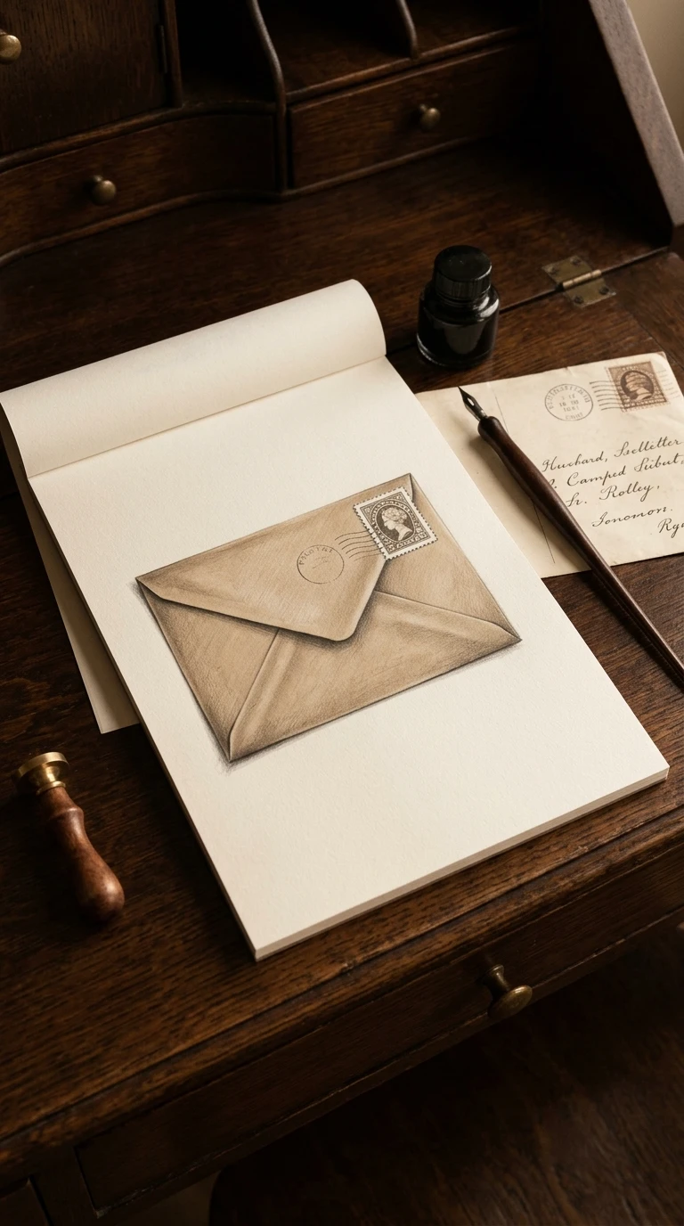 Une enveloppe fermée avec un timbre