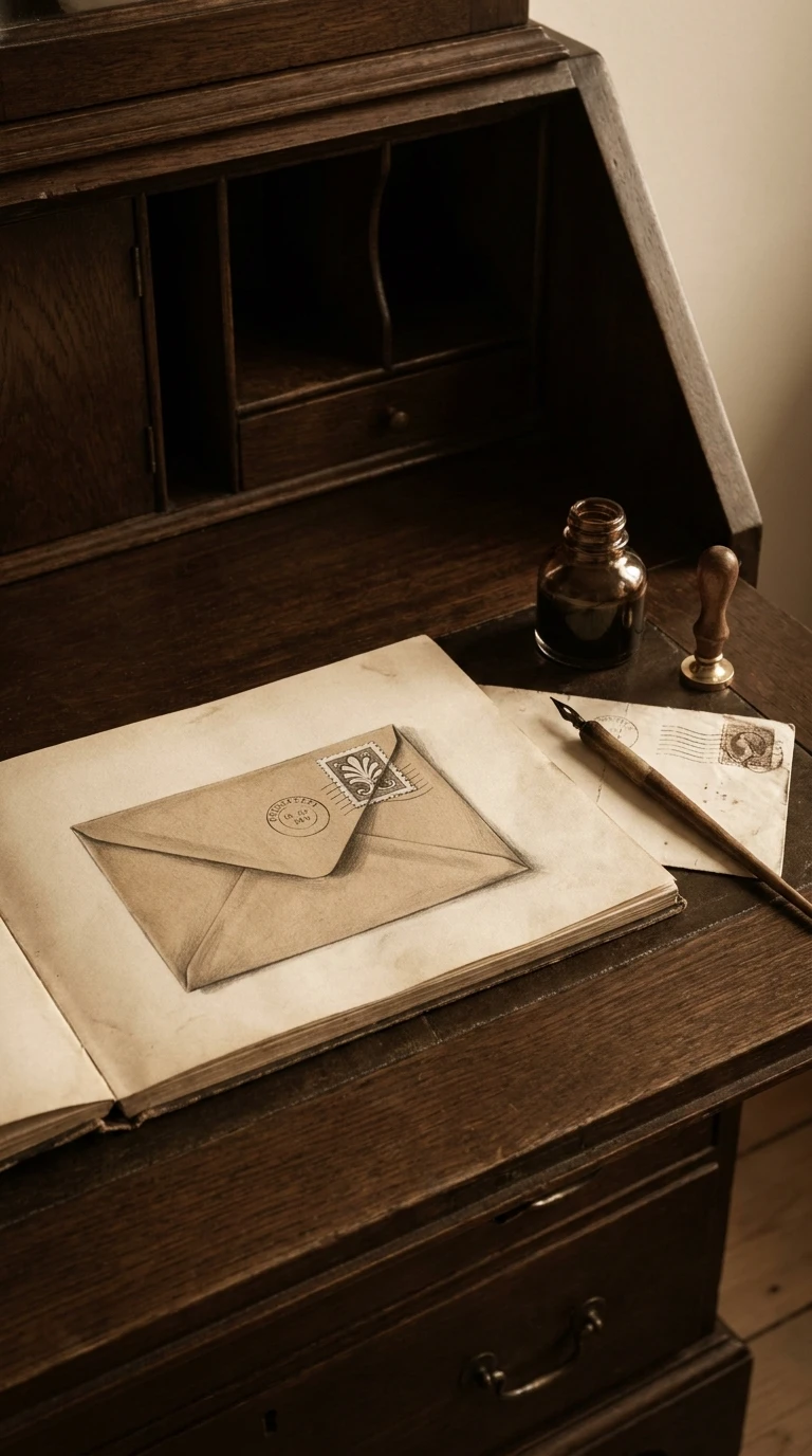 Une enveloppe fermée avec un timbre