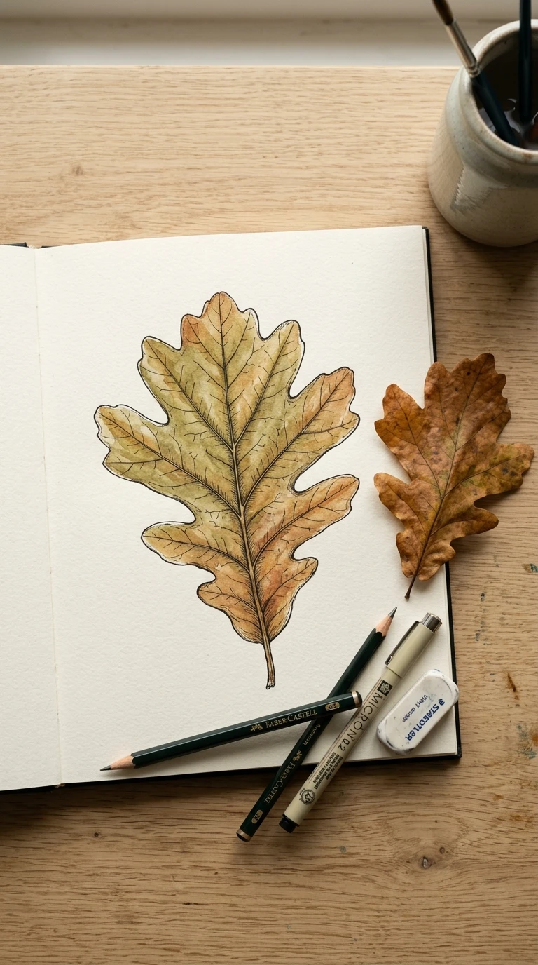 Une feuille d'arbre posée à plat