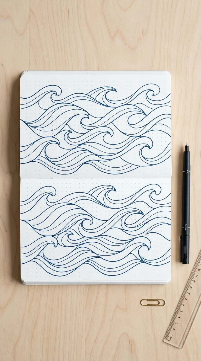 Une frise de petites vagues répétées