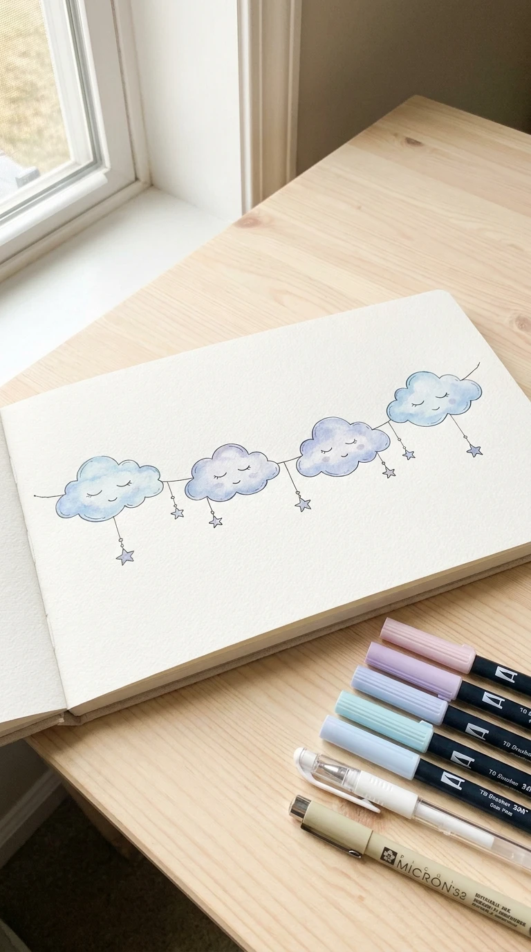Une guirlande de petits nuages endormis, les uns à côté des autres
