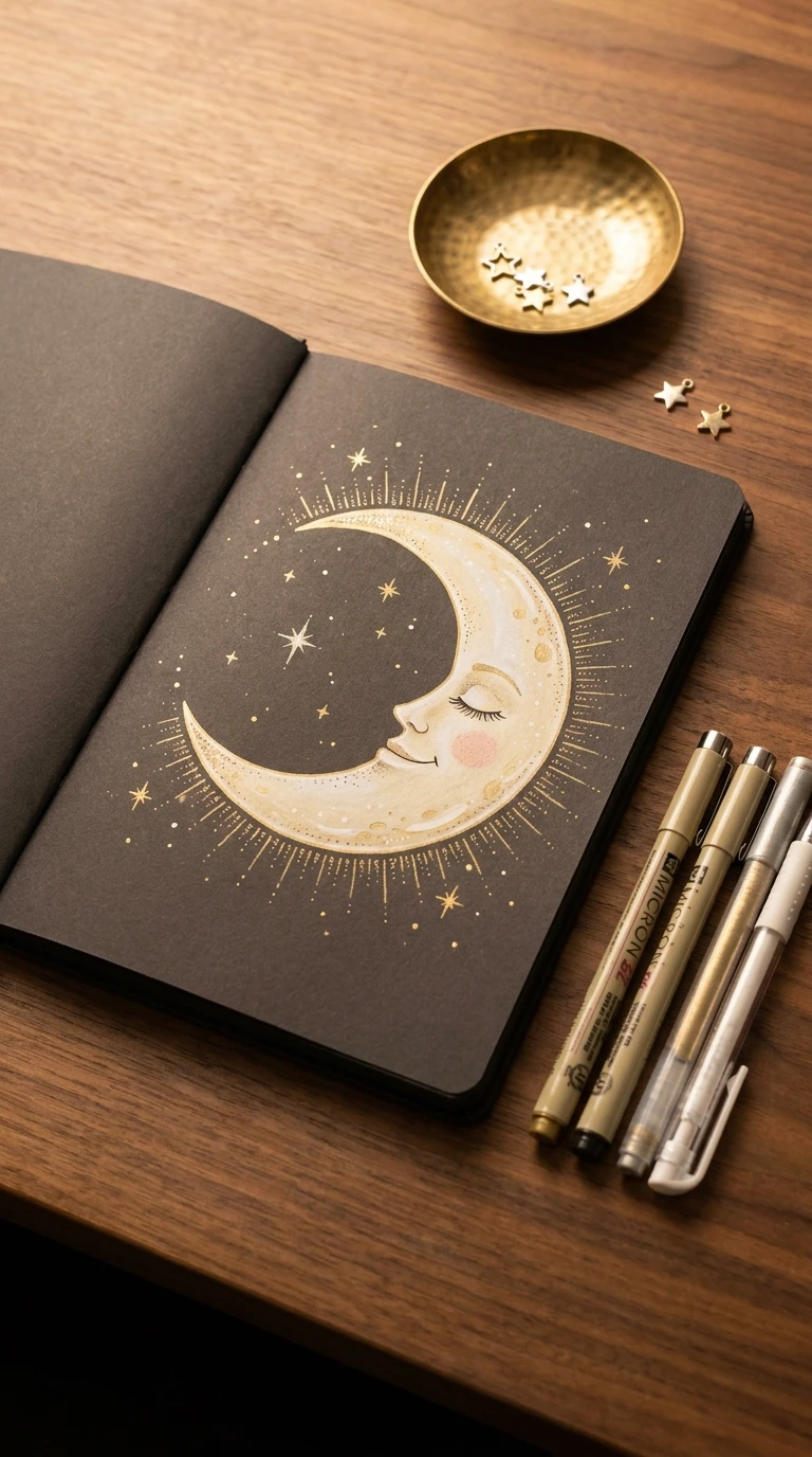 Une lune avec un visage doux