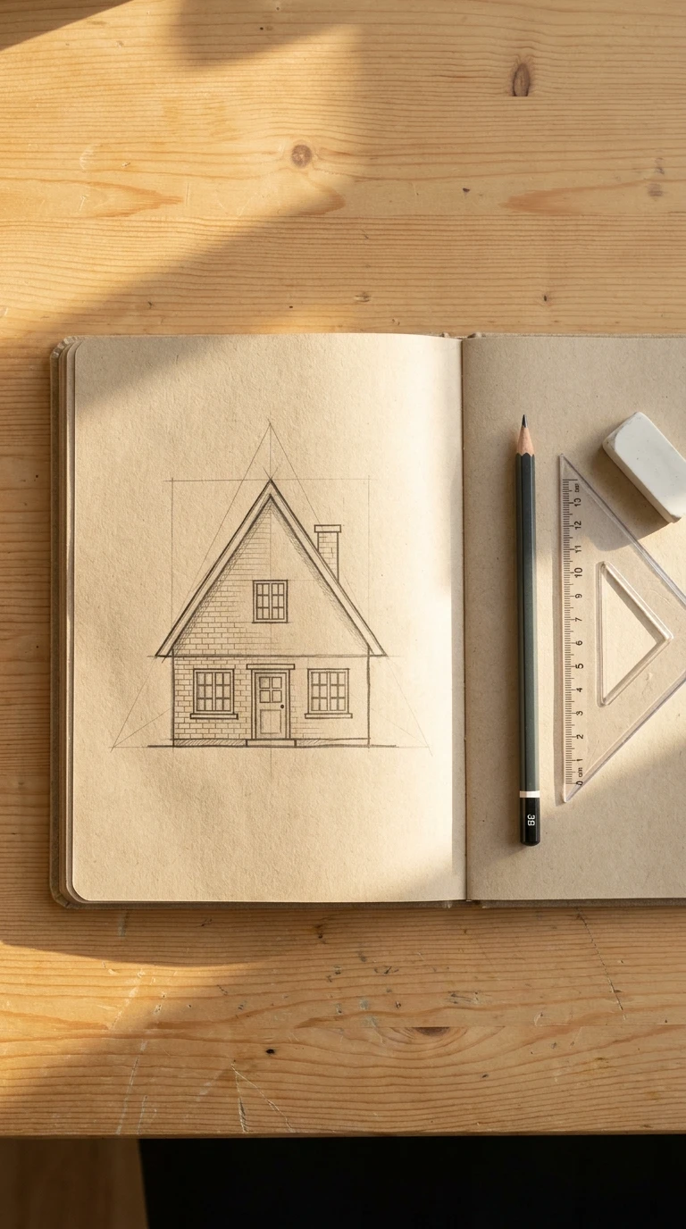 Une maison avec un toit pointu