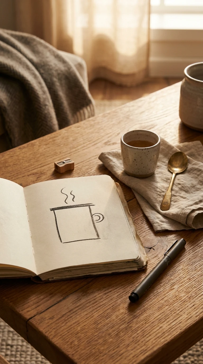 Une mini tasse réduite à un simple rectangle avec une anse