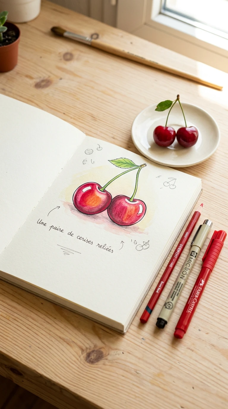 Une paire de cerises reliées