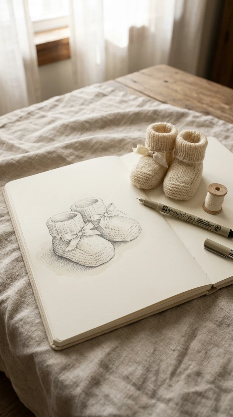 Une paire de chaussons de bébé, avec un petit nœud