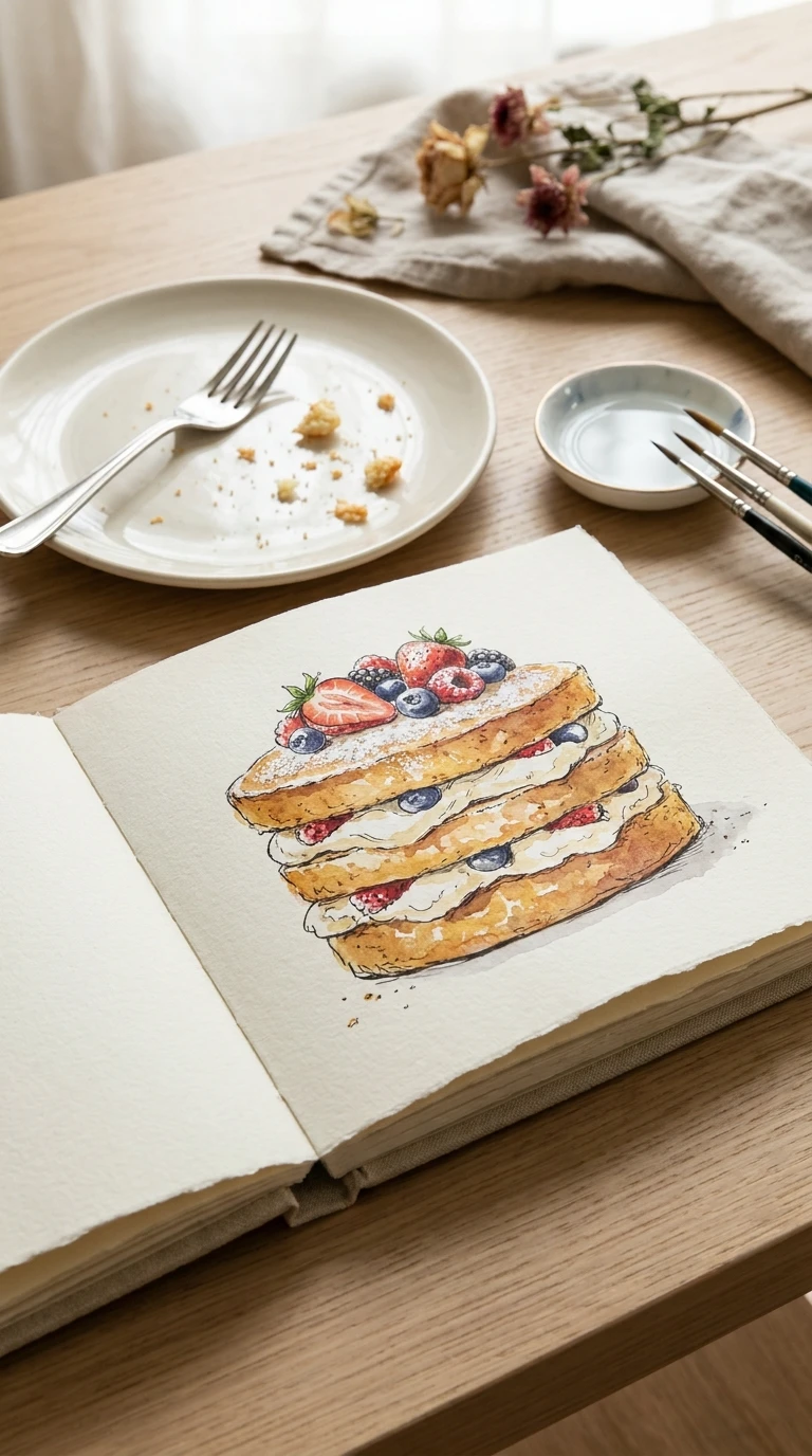 Une part de gâteau à étages