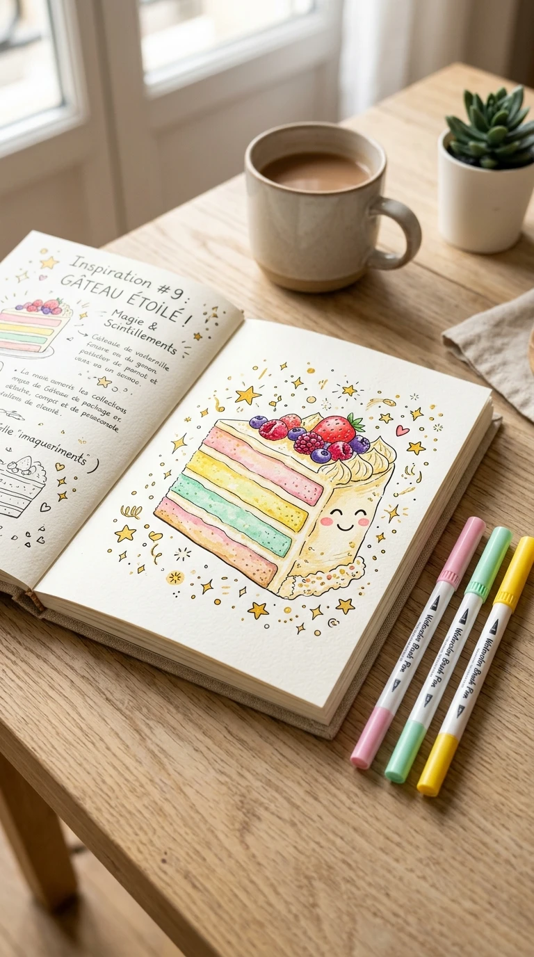 Une part de gâteau avec des étoiles qui scintillent autour