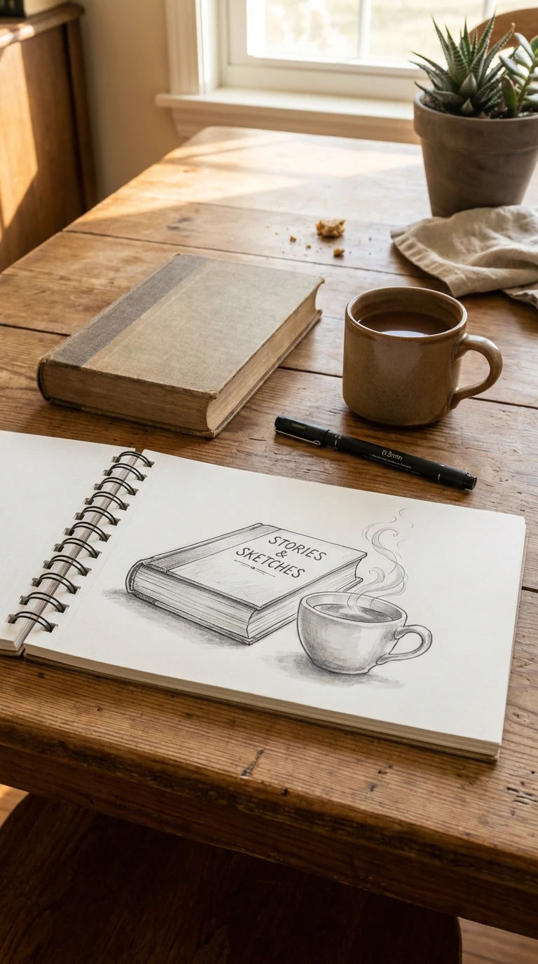 Une scène avec deux éléments, comme une tasse posée près d'un livre