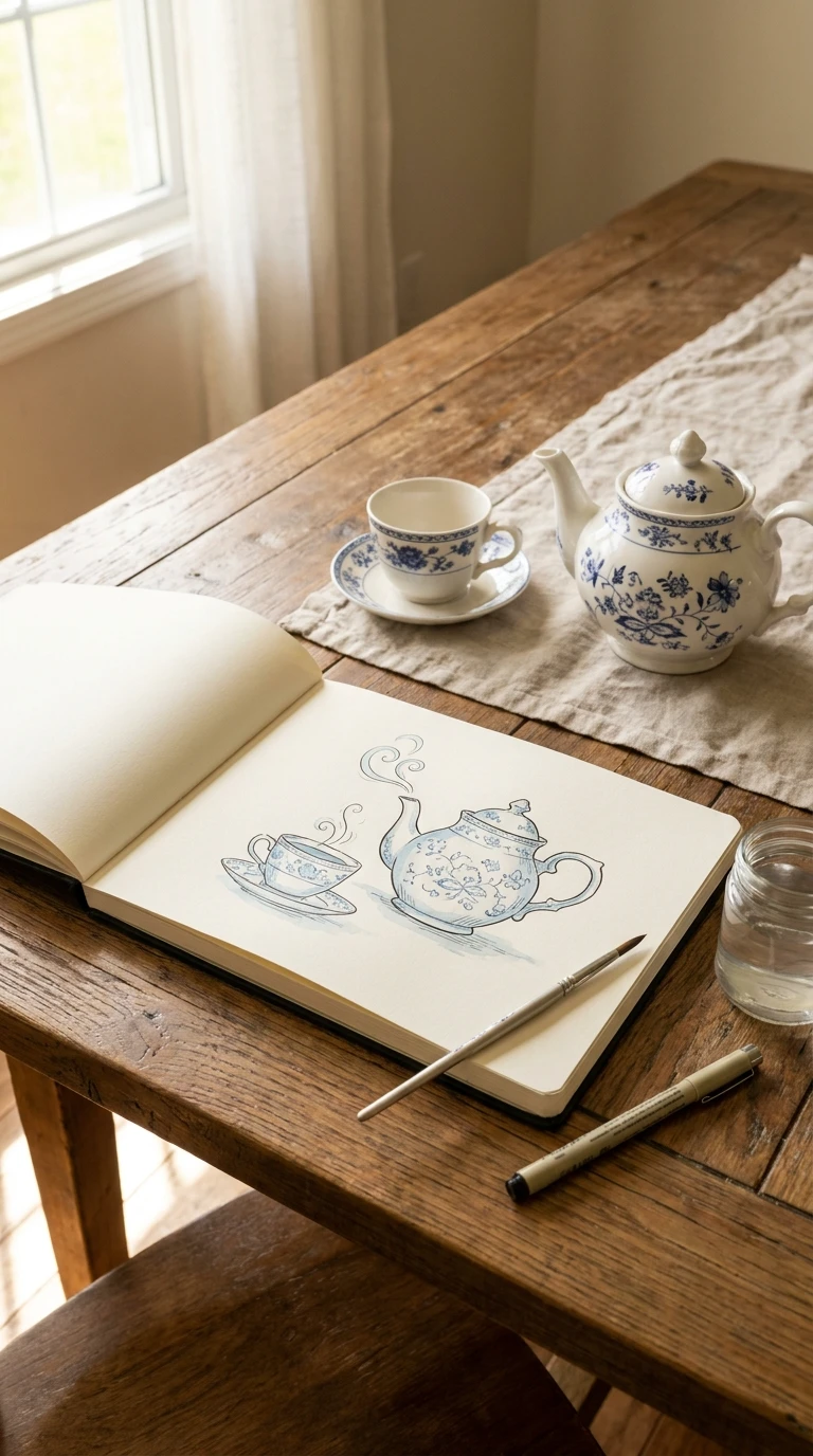 Une théière avec de la vapeur et une tasse assortie