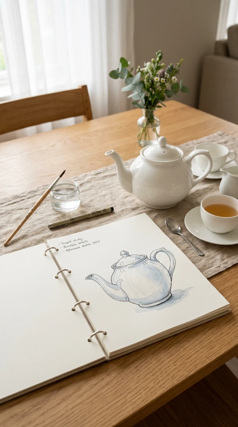 Une théière posée sur une table