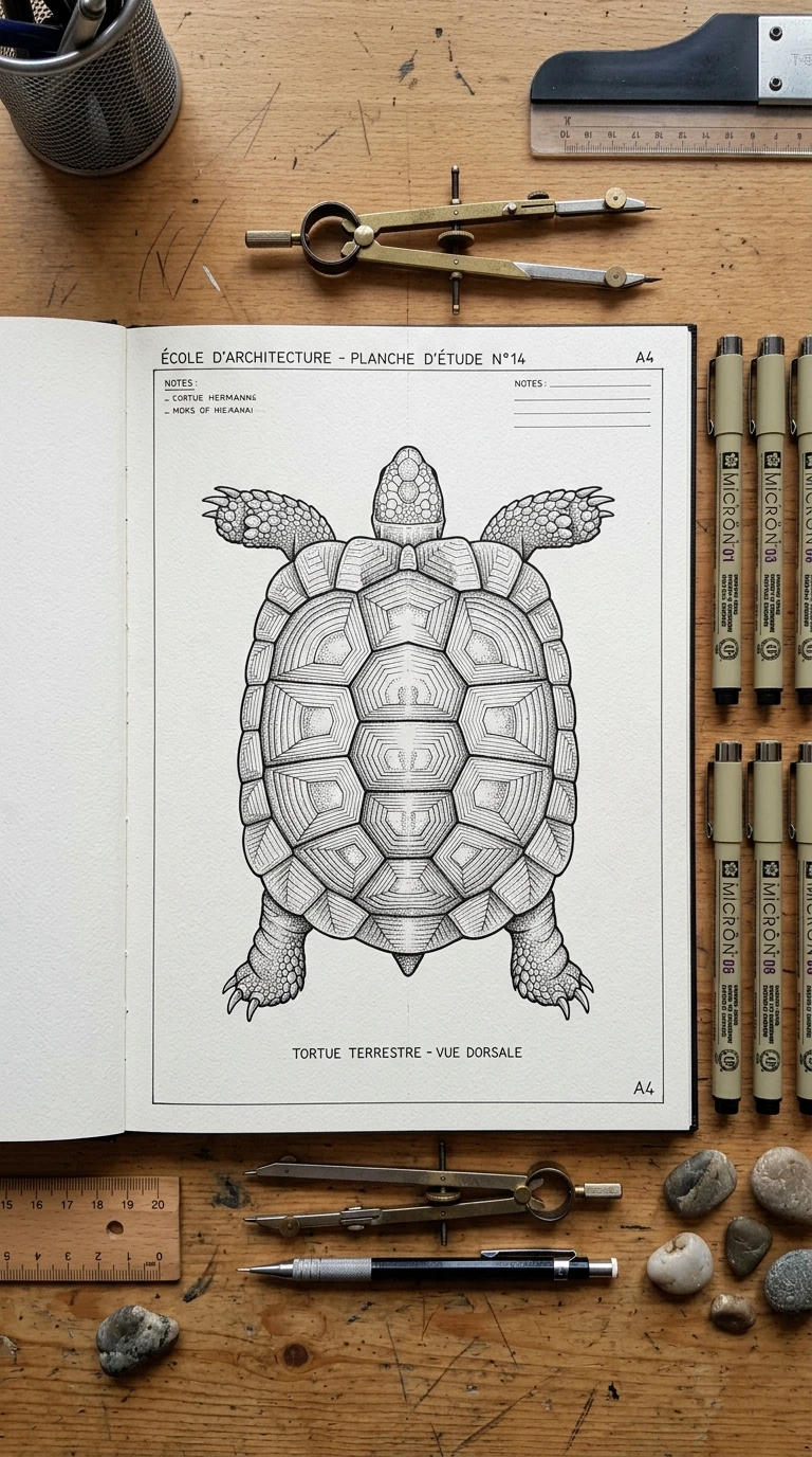 Une tortue vue de dessus