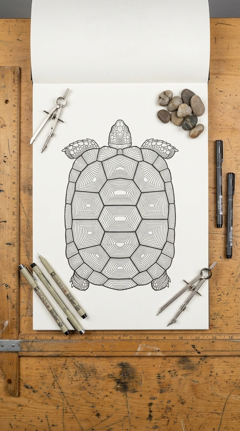 Une tortue vue de dessus
