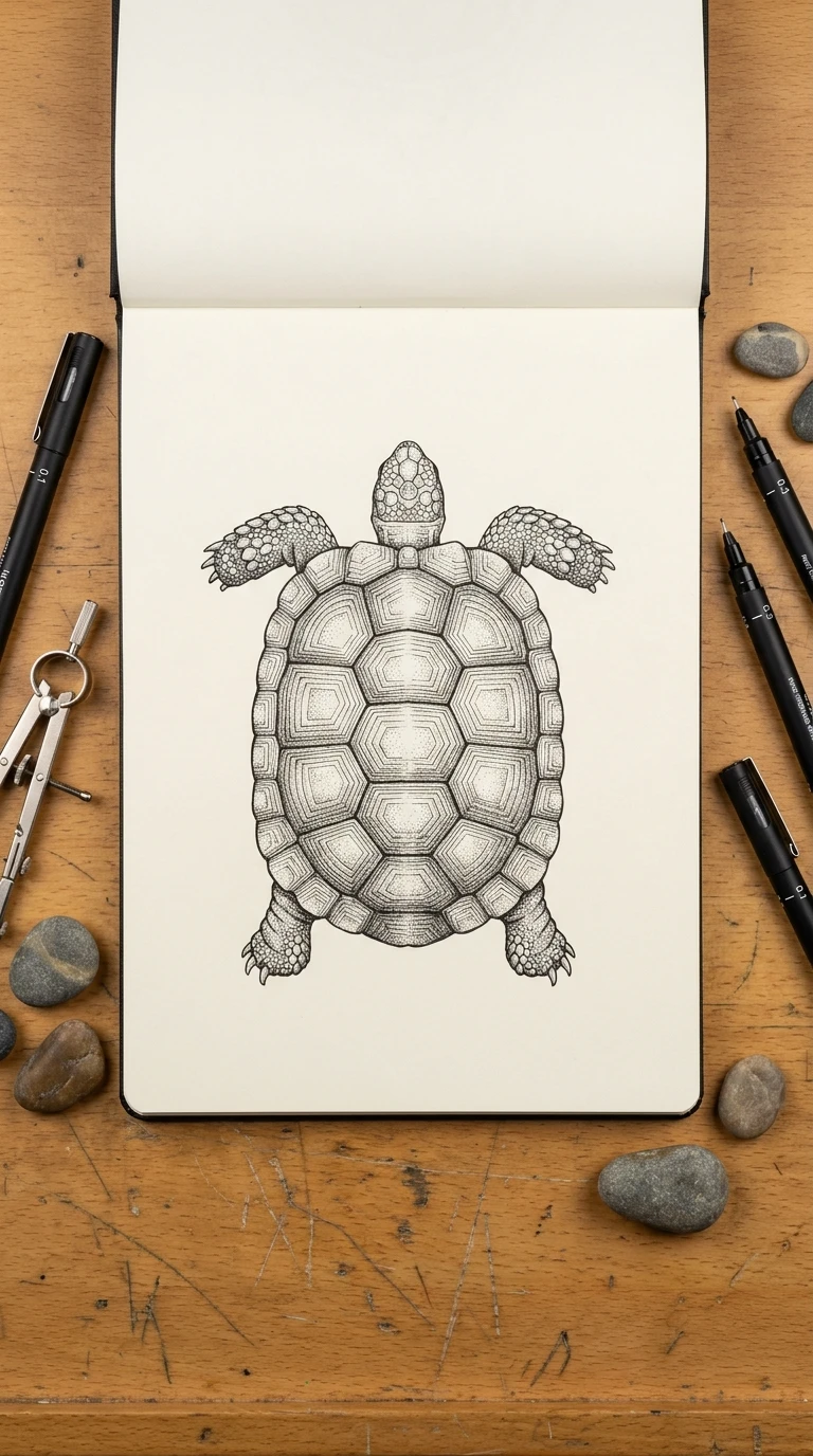 Une tortue vue de dessus